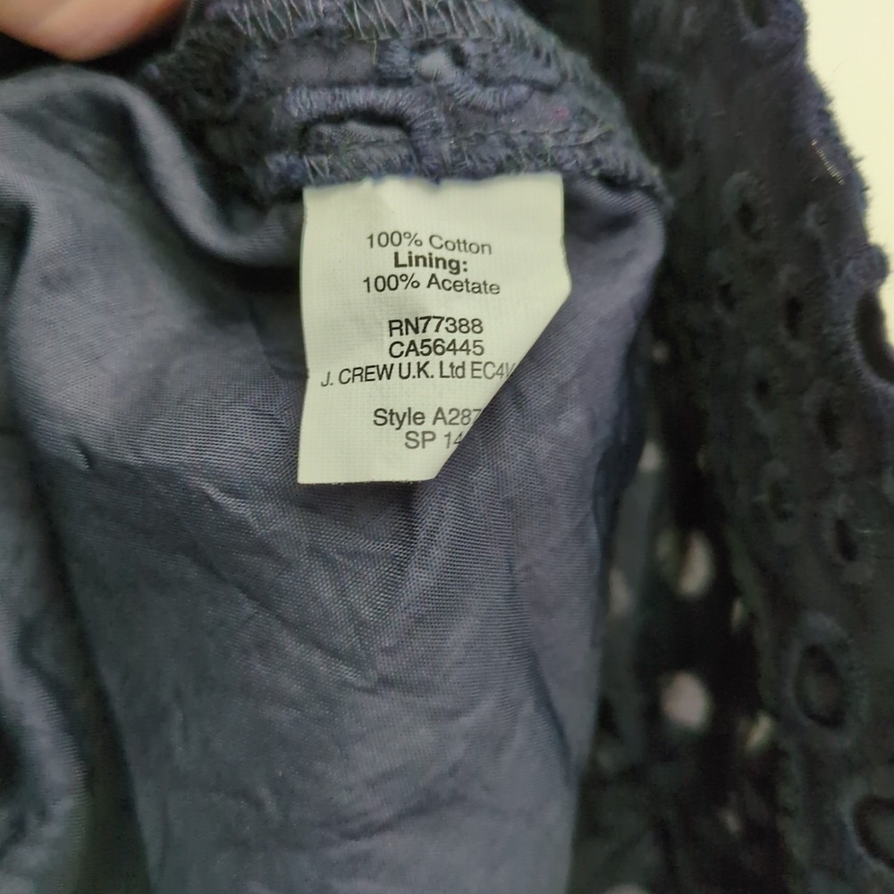 J. Crew Floral Eyelet Lace Pencil Skirt Sz 4 Navy Blue Lined Back Zipper - Picture 5 of 5